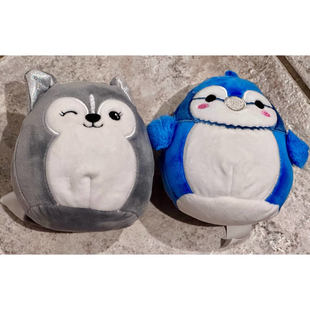 2 Squishmallows: 5” Bab the blue jay and Heidi the husky